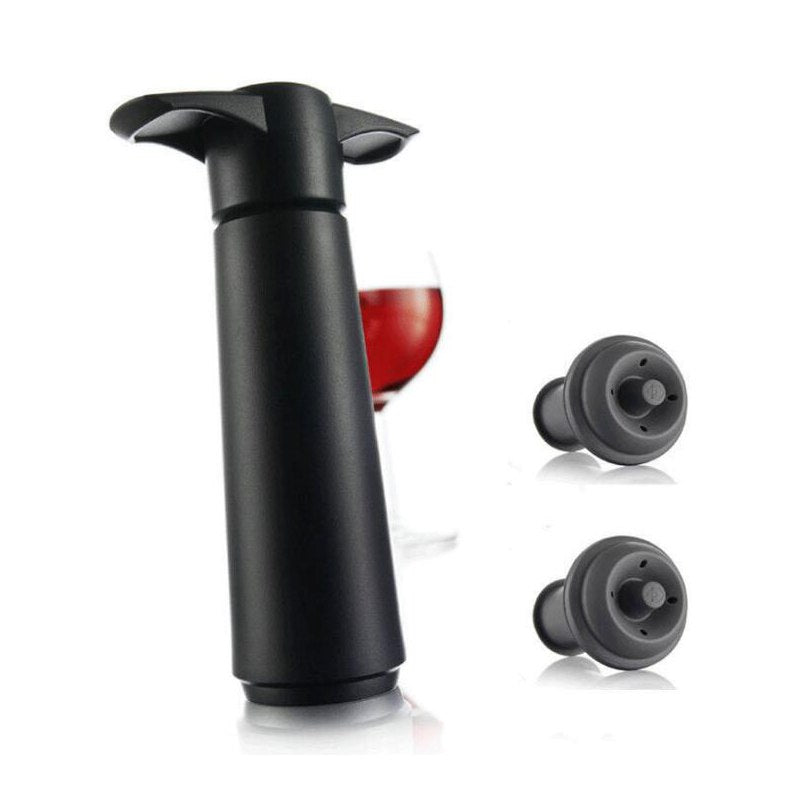 Vacuum Wine Bottle Stopper Vacuum Black Plastic One Two Plug