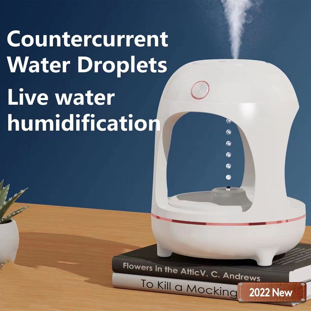 Anti Gravity Levitating Water Drops Humidifier Water Fountain LED Night Light Air Purification Atomization
